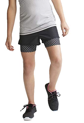 Champion C9 Girls' 2-in-1 Printed Run Shorts - (Black, XS 4-5)