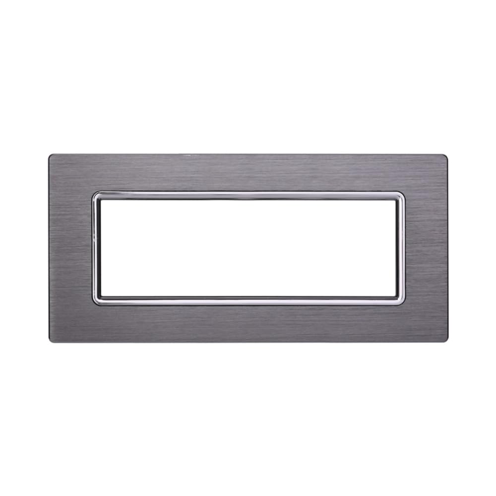 CONFEZIONE DA 10 PLACCHE IN ALLUMINIO, 7 MODULI/POSTI, COMPATIBILE CON BTICINO LIVING, COLORE ARGENTO, ALTA QUALITA', STILE ELEGANTE E MODERNO, PLACCA PER INTERRUTTORI/PRESE, SERIE CIVILE