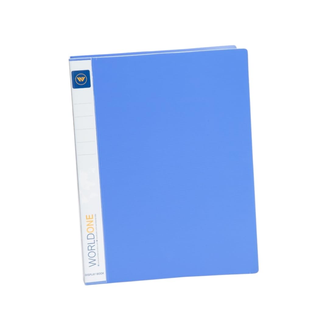 Worldone A4 Size | Presentation Display Book File for Documents | 1.5mm Thick PP Board | Ultra Clear 100 Pockets with Case | Project Folder for School and Offices | Blue (Set of 1) 4