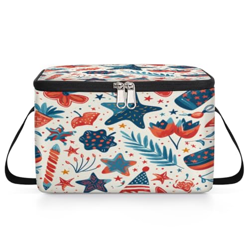 GzLeyigou American Independence Day Lunch Bags for Women Men 9 Cans, Hot & Cold Food Delivery Bag Insulated Grocery Bag Insulated Lunch Box Cooler Bag for Office Work Picnic Beach