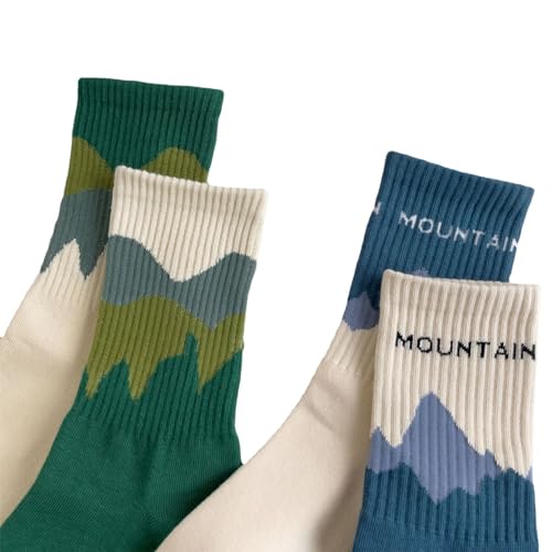 4 Pairs Cotton Fashion Athletics Retro Cute Striped Crew Socks for Women2