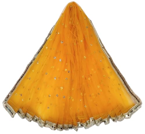 Image of Navti Creations Women's Lightweight Net Dupatta With Sequence Embroidery & Kiran Border (Length 2.25m)