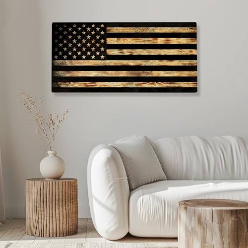 CornholeAce Burnt Wood USA Flag - Premium Wood American Flag Wall Art – UV Printed on Baltic Birch Plywood (47.75