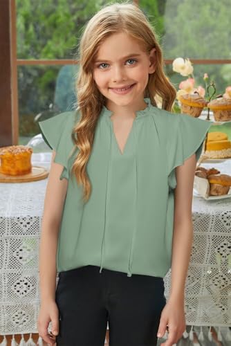 Image of DOKOTOO KIDS Girls Short Sleeve Blouse Dress Shirt Top Size 7-15 Years Old