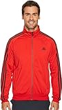 adidas Men's Essentials 3-Stripe Tricot Track Jacket, Scarlet/Black, Medium