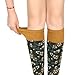 Benefeet Sox Yellow and Green Knee High Socks for Women Girls Cute Floral Knee Socks Fun Flower Patterned Long Tube Socks Cotton Tall Socks Embroidered Outdoor Sport Athletic Socks Knee High Stockings