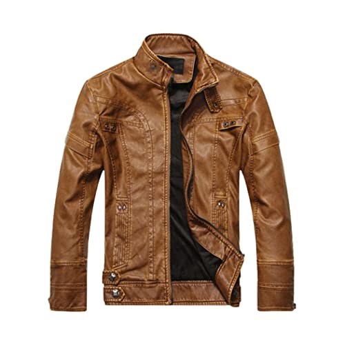 Veste en cuir pour hommes jaune contre le froid grâce aux manteaux en fourrure M