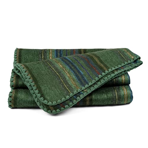 Image of QISU Alpaca Wool Blanket Throw | Large, Beautiful, Warm, Variegated | 85 x 65 inches | Ultra-Soft, Hypoallergenic and Breathable | Non-Itchy or Scratchy Fabric (Green Variegated)