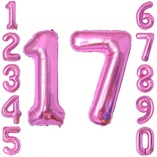 Ballon chiffre 17 rose 101,6 cm idéal pour un shooting photo de 17 ans