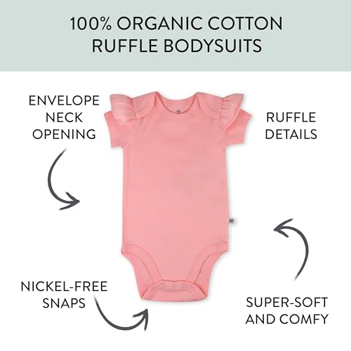 HonestBaby baby-girls 3-pack Ruffle Sleeve Bodysuit2