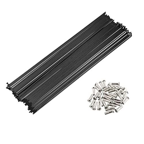 GOOHOCHY 32 Sets Thickened Steel Bicycle Spokes Wear Resistant Cycle Spokes with Nipples Durable Replacement Accessory for Mountain and Road Bikes Random Color