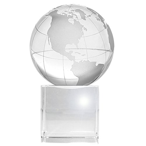 Amlong Crystal World Globe (2.2 inch Diameter) On Crystal Display Stand Base - 3.75 inches Tall
