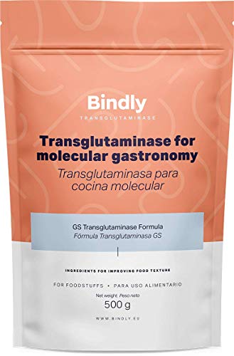 BINDLY® GS Transglutaminasa en Polvo 500g | MeatGlue para Carne y Pescado de Grado Profesional | Enzima para Cocina Molecular y Reestructuración de Proteínas | No-OMG y Halal