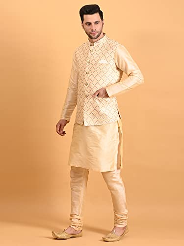 Image of Uri and MacKenzie Men's Silk Blend Kurta Pajama with Designer Ethnic Nehru Jacket /Modi Jacket