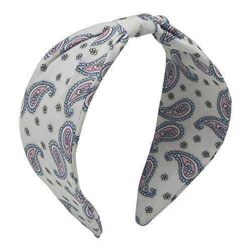 MHDGG Flower Knot Headband for Women Girls,Wide Headbands Turban Headband Hair Band Vintage Bandana Hairband Elastic Hair Hoops Hair Accessories for Women and Girls,White