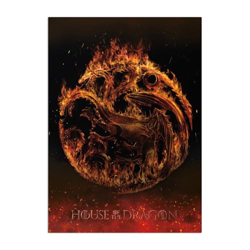 Displate Offiziell House of the Dragon MetallPoster Magnetische Befestigung Inklusive Lizenziert Bilder Hochwertiges Poster Key Arts - Targaryen House Sigil 45 cm x 32 cm