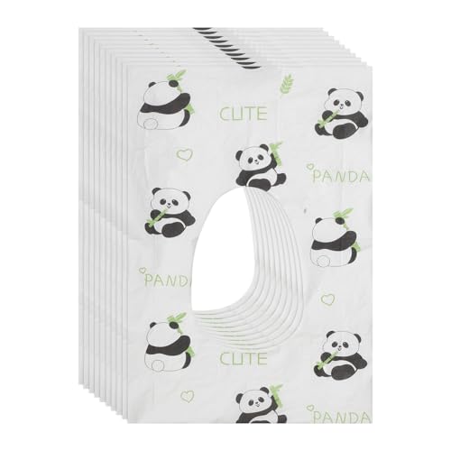 EXAOMBLE 10個 使い捨て防水トイレ便座カバー 携帯便利で快適な座り心地 旅行 アウトドア対応 衛生的で汚れ防止 熊猫柄デザイン