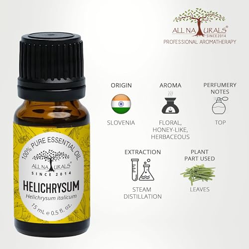 Image of All Naturals - Helichrysum Essential Oil (10ml) | Pure & Therapeutic Grade Helichrysum | Organic Essential Oil for Skincare | Soothing Aromatherapy | Essential Oil For Home Fragrance