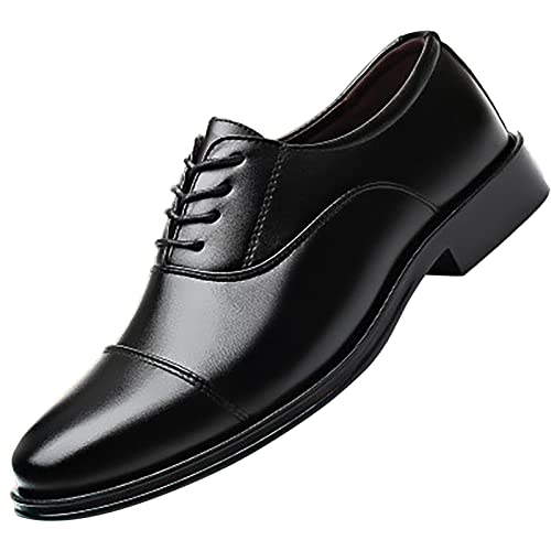 Chaussures richelieu en cuir pour homme - Chaussures habillées classiques - Antidérapantes - Bout rond - Polyvalentes - Pour affaires, fête, mariage, Noir ,...