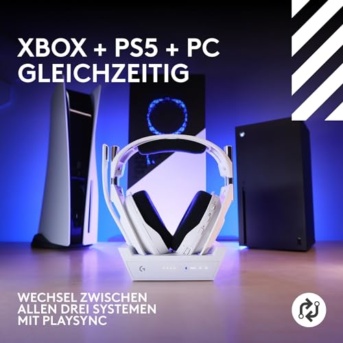Logitech G Astro A50 X LIGHTSPEED Wireless Gaming Headset + Base Station - PRO-G GRAPHENE, PLAYSYNC for Xbox Series X|S, PS5, PC/Mac, Nintendo Switch/Switch 2, Bluetooth, HDMI 2.1 Passthru - White