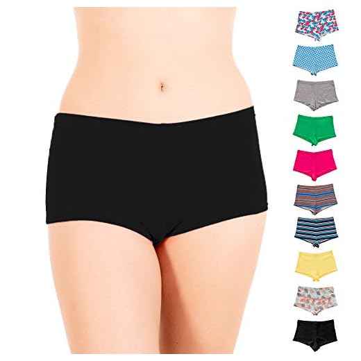 Alyce Intimates Womens Cotton Boyshort Panty, Pack of 10