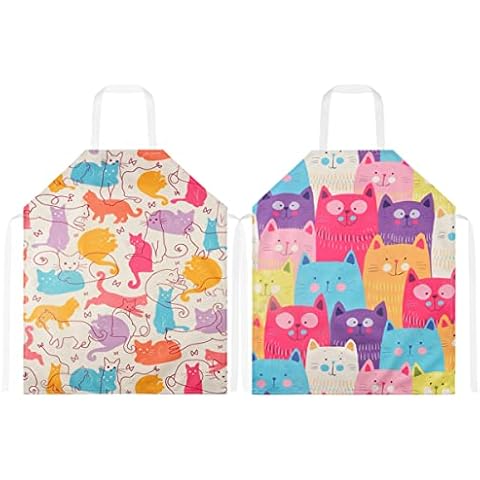 BULANGDE Children's Cooking Aprons, Waterproof, Adjustable with Pocket for Girls and Boys for Baking, Garden, Girls and Boys, Pack of 2, Green, M Cover