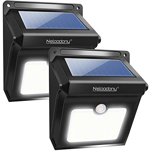 Preisvergleich Produktbild Neloodony 2Pack 28 LEDs Solarleuchten für Aussen, Bewegungsmelder Wasserdichte Solarleuchte Garten