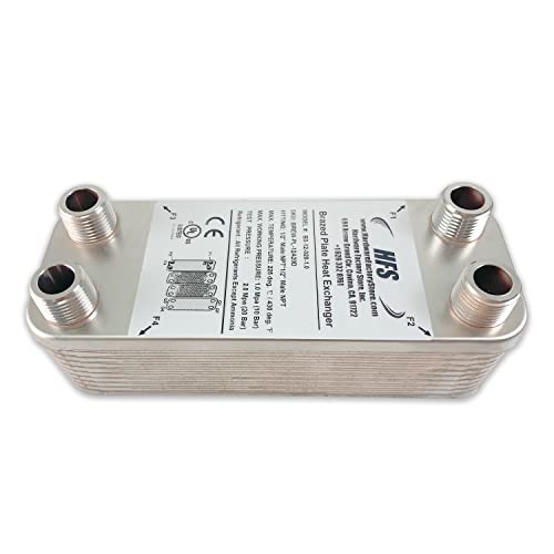 HFS(R) 20-Plate Stainless Steel 304 Homebrew Beer Wort Chiller Heat Exchanger, 7.5