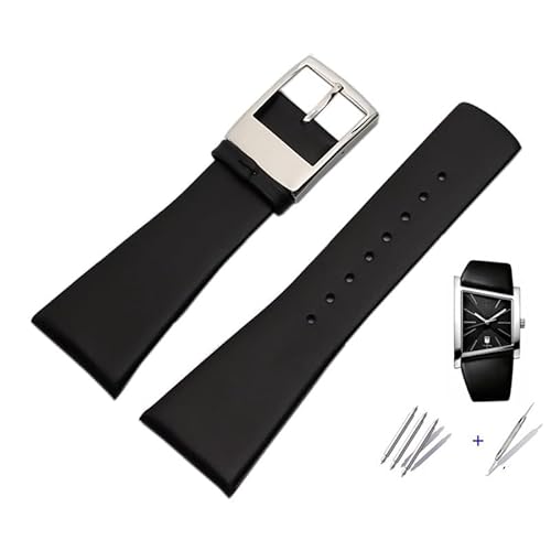 yeziu Bracelet de montre en cuir de vache pour CK Calvin Klein K0Q21107 K0Q21120 Série Grande chaîne de montre pour homme Bracelet 28MM(Black1)