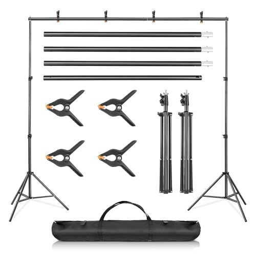 Professional 2 * 3m(6.5 * 9.8ft) Adjustable Backdrop Stand Kit for Photo and Video Studio - Background Support System with Carrying Bag and 4 Clamps Professional 2 * 3m(6.5 * 9.8ft) Adjustable Backdrop Stand Kit for Photo and Video Studio - Background Support System with Carrying Bag and 4 Clamps
