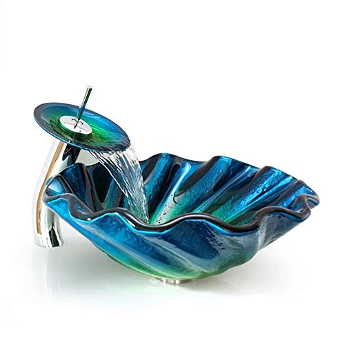 Lavabo en verre trempé bleu artistique avec robinet pour transformer votre rituel beauté