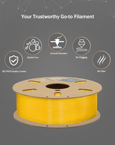 Image of DURAMIC 3D PLA+ Printer Filament 1.75mm PLA Plus Neatly 2Kg Spool(2.2lbs) | PLA Pro Tougher and Stronger, Dimensional Accuracy Probability + /- 0.02mm Yellow