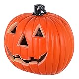 Toyvian Halloween Jack O Lantern Artificial Pumpkin Light LED Pumpkin Lantern Decorative Halloween Prop for Garden Patio Front Door Decor 8inch