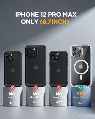 Image of Miracase Magnetic for iPhone 12 Pro Max Case [Compatible with MagSafe] Full-Body Phone case with Built-in Glass Screen Protector& Camera Protector, Military Drop Proof 12 Pro Max Cover, Clear Glitter