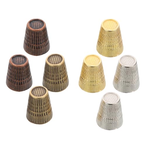 LIFKOME 8Pcs Copper Sewing Thimbles Durable Finger Protectors for DIY Crafts Vintage Design Slip Pattern for Hand Sewing and Embroidery