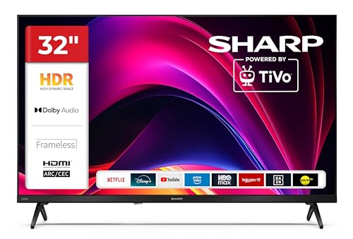 Sharp Fernseher 32 Zoll Smart TV Powered by TiVo - HDR Fernseher mit HD Auflösung und Triple-Tuner, LED TV 32HE2745E (2026)