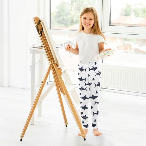CaTaKu Girls Leggings Sharks Blue Silhouette Leggings for Girls Kids Athletic Workout Yoga Pants Size 4-10T2