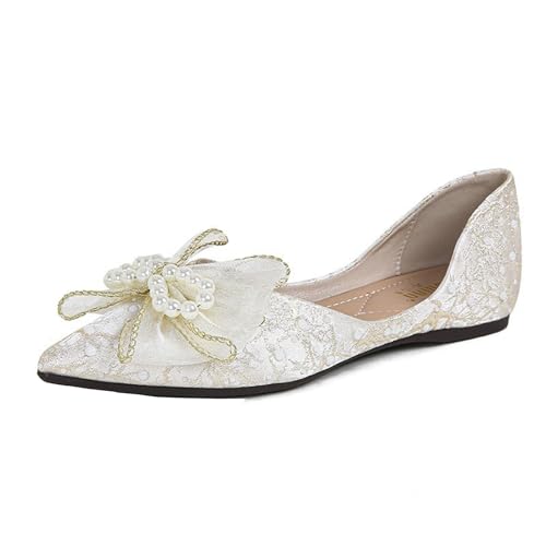 Foldable Ballet Flats for Women, Comfortable Pointed Toe Bow Dress Flats Women's Slip On Shoes