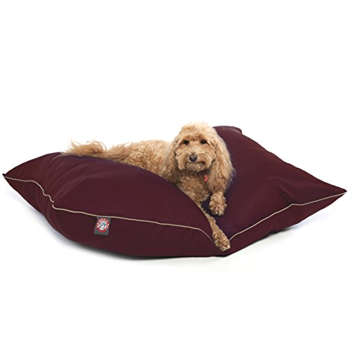 Image of Majestic Pet Rectangle Medium Dog Bed Washable - Non Slip Comfy Pet Bed - Super Value Crate Pet Pillow - Puppy Kennel for Sleeping - Medium Breed 35 x 28 Inch - Solid Burgundy