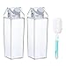 QISF 2 Stück Klare Wasserflasche - 1000ML Milchkarton Wasserflasche, Transparente Quadratische Plastikmilchbox mit Pinsel,Wasserflasche Getränk Eistee Flasche Milchflaschen für Getränke Getränkesaft TRANSPARENT MIT günstig Kaufen-QISF 2 Stück Klare Wasserflasche - 1000ML Milchkarton Wasserflasche, Transparente Quadratische Plastikmilchbox mit Pinsel,Wasserflasche Getränk Eistee Flasche Milchflaschen für Getränke Getränkesaft