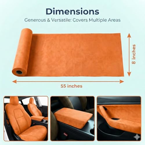 Image of Suede Fabric Wrap - Self Adhesive Film Sticker 8 x 55 Inches Silky Decal Sheet for Car Interior Furniture Upholstery DIY Elastic Stretch Peel and Stick Tangerine