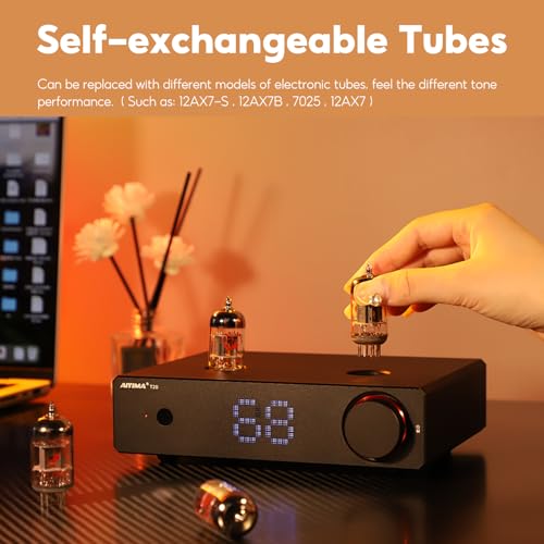 Image of AIYIMA T20 Fully Balanced Tube Preamp for Home Audio - ECC83 Tube Design, Swappable Op-Amps & Tubes, XLR /RCA Inputs /Outputs, Pre-Amp for 2 Channel Stereo Hi-Fi Amplifier & 2.1 Theater Setup