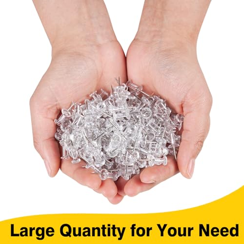 800 PCS Clear Push Pins, Standard Thumb Tacks for Bulletin Board, Steel Point and Clear Plastic Head, Pin Tacks for Wall Cork Board Maps Photos Calendar Hangings, Office School Sup image 8