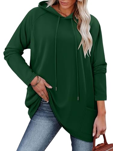 KISSMODA Women Hoodies Dress Long Sweatshirts Dress Raglan Sleeves Oversized Sweatshirts with Pocket 2025 Fall Winter Trendy