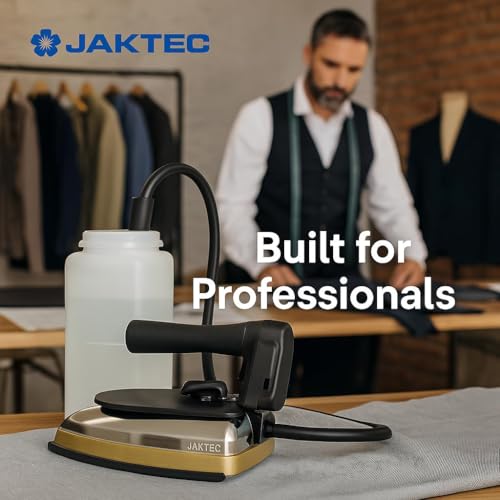 Image of JAKTEC Industrial Steam Kit 220V with Teflon Shoe, 4L Water Bottle, Hose, Filter & Accessories | Heavy Duty Professional Steam for Tailoring, Garment & Commercial Use (1800 Watts)