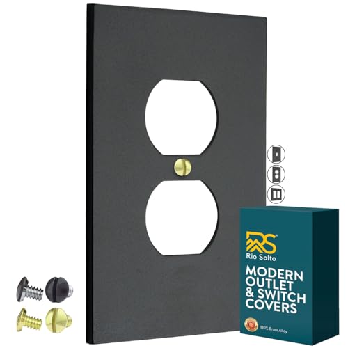 Rio Salto Forge Collection Matte Black Duplex Outlet Cover – Heavy-Gauge Metal Wall Plate 1 Gang 5