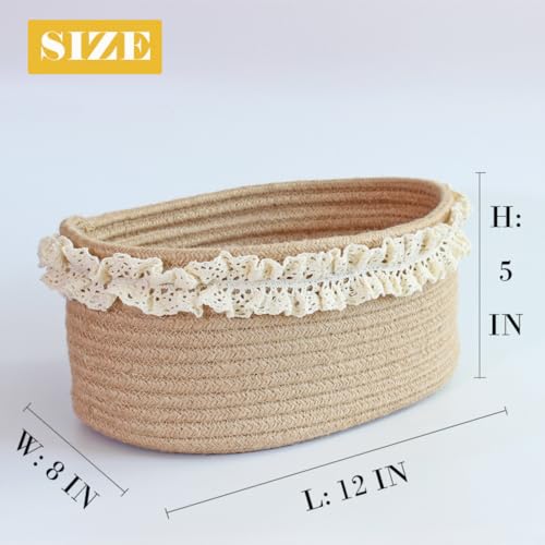 Yimi's Dream Baskets for Gifts Empty, Small Brown Storage Basket for Shelves, Decorative Jute Woven Basket for Nursery, Baby Shower, Christmas, Families (Oval, 12"x 8"x 5") - Image 5