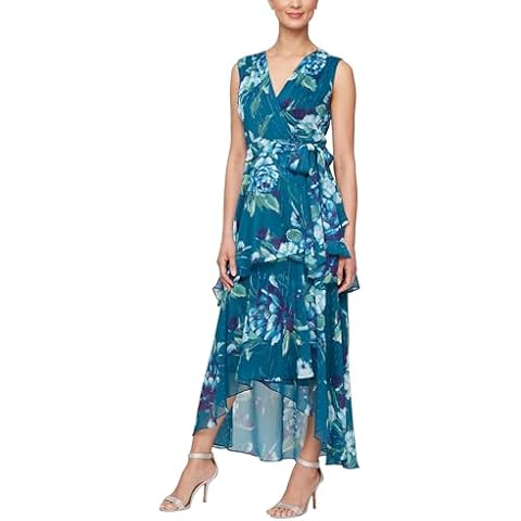 S.L. Fashions Floral Print Hi-Low Maxi Dress Cover