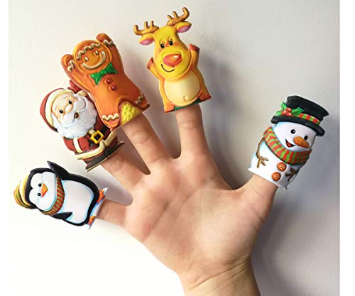 KP KINPARTY ® - 10 Marionetas de Dedos Navidad Papa Noel Reno Muñeco de Nieve