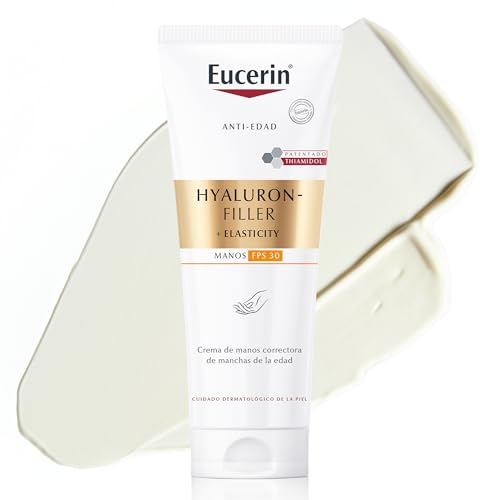 Eucerin Hyaluron-Filler + Elasticity Crema de manos correctora de manchas la edad FPS 30 (75 ml), crema de manos antiedad y antimanchas con Ácido Hialurónico, para piele secas y agrietadas